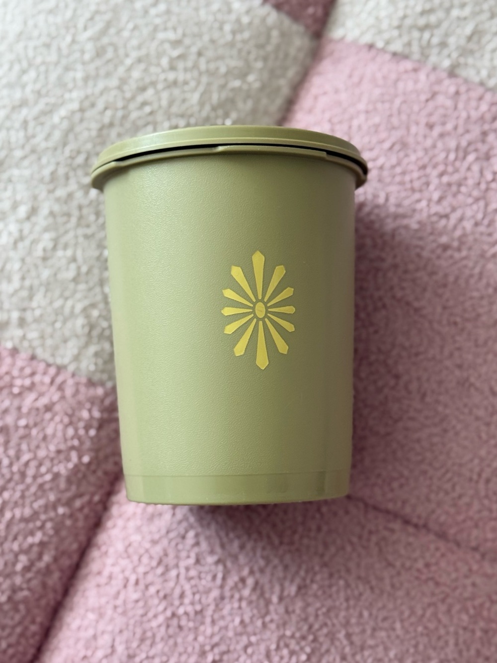Vintage Olive Green Avocado 6" TUPPERWARE Canister With LID 811-4 EUC